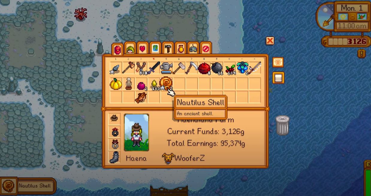 Nautilus Shell Stardew Valley